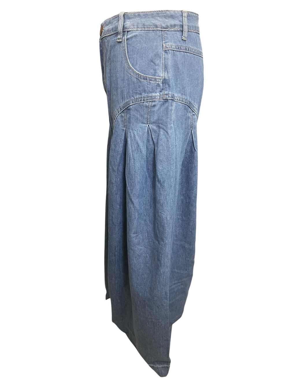 Mable Palazzo Jeans High Rise Pleated Wide Leg Lightweight Denim Blue M NWT - Picture 4 of 16